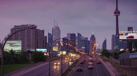Time-lapse evening traffic in Toronto Stock Footage 28887618