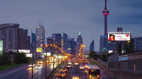 Time-lapse evening traffic in Toronto Stock Footage 28890341