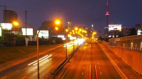 Time-lapse evening traffic in Toronto Stock Footage 28891228