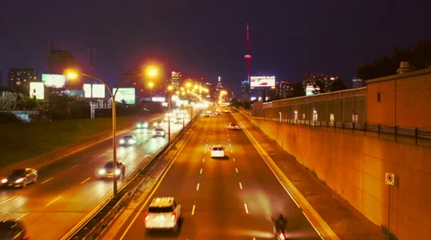 Time-lapse evening traffic in Toronto Stock Footage 28894034