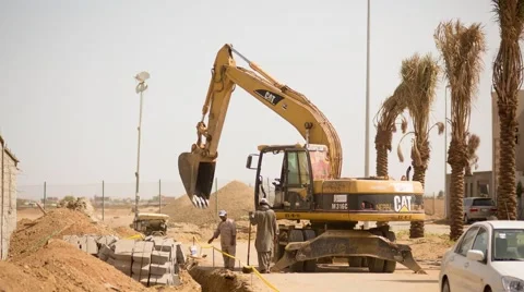 Time Lapse of Excavator Digging A Trench Stock Footage 61382745