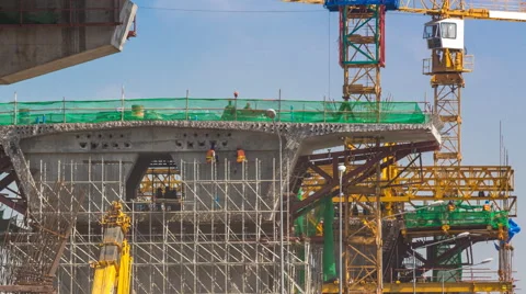 Time Lapse Expressway Construction Site (zoom in) Stock Footage 59863362
