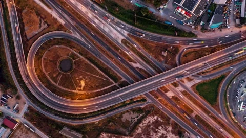 Time-lapse expressway top view, Circle Road traffic  Stock Footage 168956636