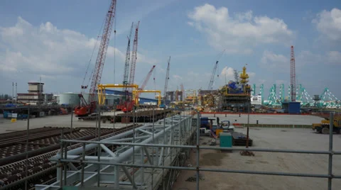 Time lapse of fabrication yard environment. Stock Footage 33848912