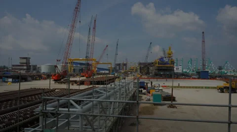 Time lapse of fabrication yard environment. Stock Footage 33848957