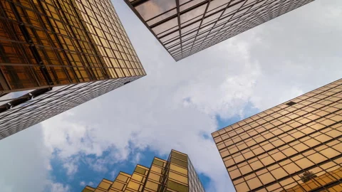 Time lapse, face-up view of modern modern buildings in the business finance.. Stock Footage 241400305
