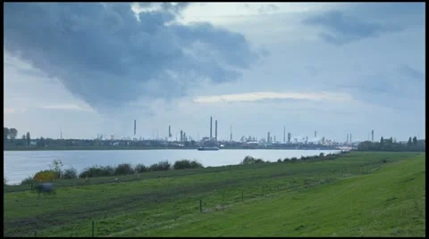Time lapse factory sunset pollution 1080p Stock Footage 12483514