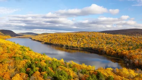 Time lapse of fall colors and lake in Michigan Stock-Footage 283994041
