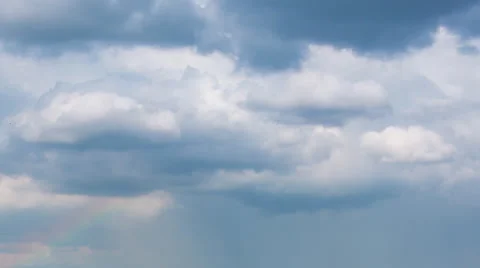 Time Lapse Falling Rain And Rainbow Over City Of Chiang Mai, Thailand (zoom out) Stock Footage 51716339