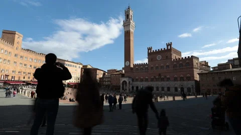 Time lapse of the famous square Piazza del Campo of Siena. Stock Footage 170329125