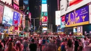 Time Lapse Of Famous Times Square At Night In Manhattan, New York City, Usa Stock Footage