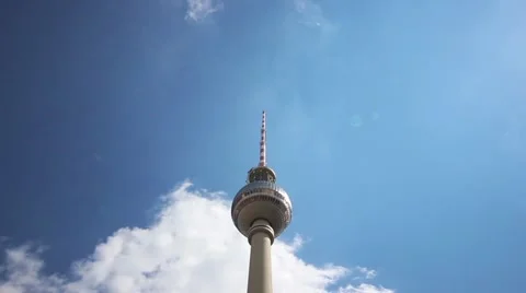 Time lapse from fast clouds over berlin tower Stock Footage 40855691