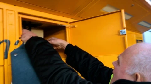 Time lapse fast motion using Amazon locker Stock Footage 88320763