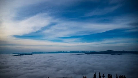 Time lapse of fast moving clouds over mountains Stock Footage 118131625