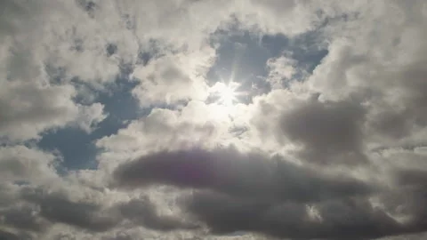 Time lapse fast moving clouds on blue sky on sunny day Stock Footage 258794362