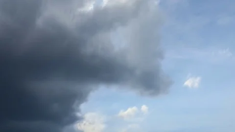 Time lapse of fast moving dark storm clouds. Shot with telephoto lens Stock Footage 76238721