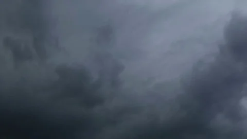 Time lapse of fast moving dark storm clouds. Shot with telephoto lens Stock Footage 76317557