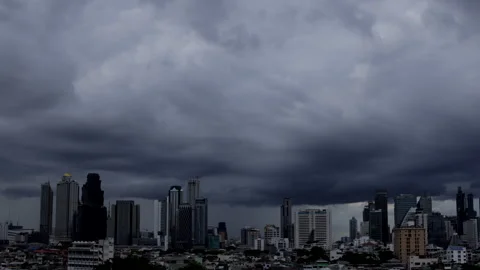 Time-lapse Fast-moving rain clouds sweep over Bangkok Stock Footage 318344439