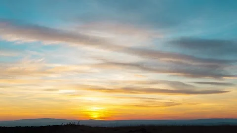 Time lapse of fast moving sky from sunset to dusk and dark Stock Footage 246965721