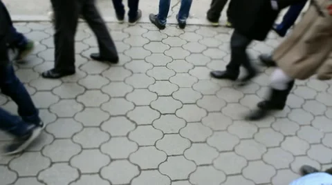 Time lapse feet of the crowd on the sidewalk Stock Footage 11017914