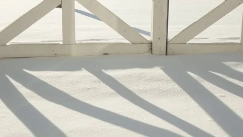 Time Lapse of Fence Shadow Moving Across Snowy Field in Winter 4K Stock-Footage 71445797