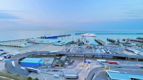 Time lapse of a ferry loading and unloading Stock Footage 10608496
