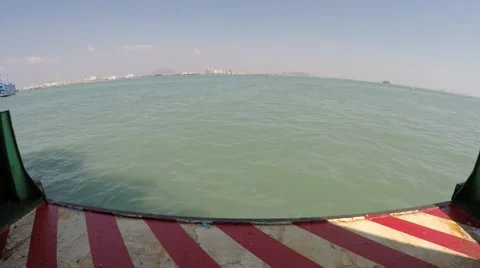 Time lapse of a ferry moving toward dock Stock Footage 47958659