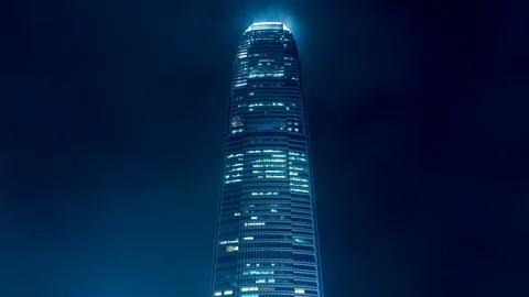Time Lapse of Financial Tower &amp; Clouds in Hong Kong Stock Footage 88456888