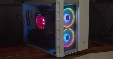 Time-lapse of a finished computer build in a mini itx case Stock Footage 113248150