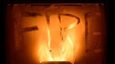Time lapse of fire burning on pellet stove Stock Footage 125954300