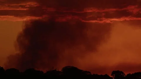 Time Lapse of a Fire at Sunset. Stock Footage 243735362
