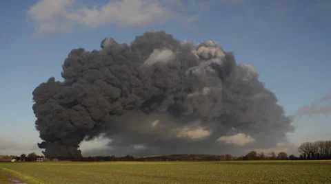 Time lapse fire at tyre recycling plant, Sherburn, Yorkshire, United Kingdom Stock Footage 34271559