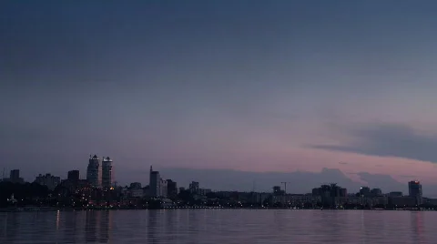 Time lapse. Fires of an evening city. Stock Footage 832484