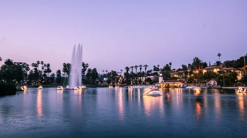 TIme Lapse - Fireworks explode over Lake on July 4th with Boats in the Lake Stock Footage 117172237