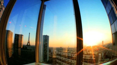 Time-lapse Fish-eye Paris Sunrise Stock Footage 799296