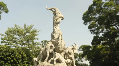 Time lapse of Five Goats Statue Stock Footage 31991474