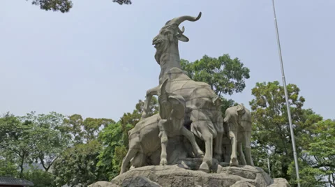 Time lapse of five goats statue Stock Footage 38725724