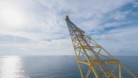 Time Lapse Flare Tip Burning At Offshore. Stock Footage 144911995