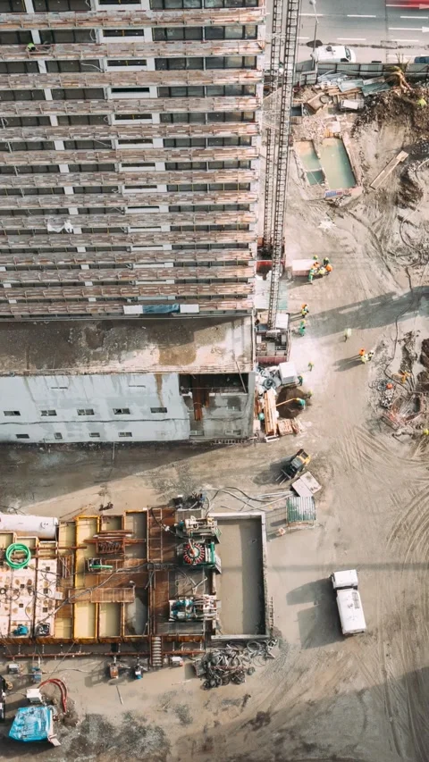 Time Lapse Flat View Construction And Development Of Modern Multi-storey Stock Footage 341375756
