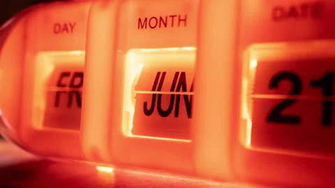 Time lapse of flipping calendar clock in 1 year Stock Footage 253174809