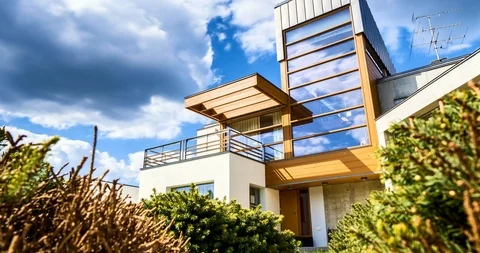 Time-lapse floating clouds and views of the apartments Stock Footage 86449988