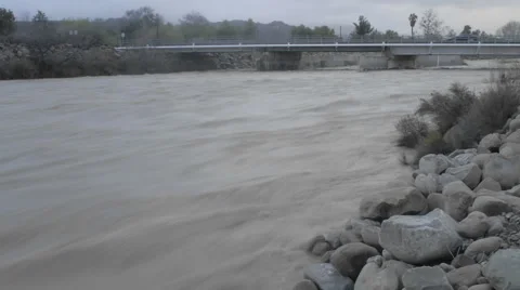 Time lapse of flooding on the Ventura River in  Oak View, California. Stock Footage 1033888