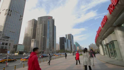 Time Lapse,The flow of people and vehicles in the Beijing CBD,china Stock Footage 140482707