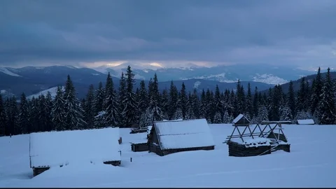Time lapse of flowing clouds on the sky in winter Stock Footage 103304884