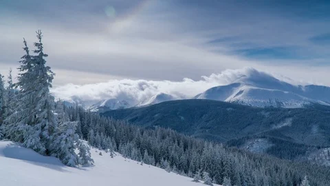 Time lapse of flowing clouds on the sky in winter Stock Footage 103475213