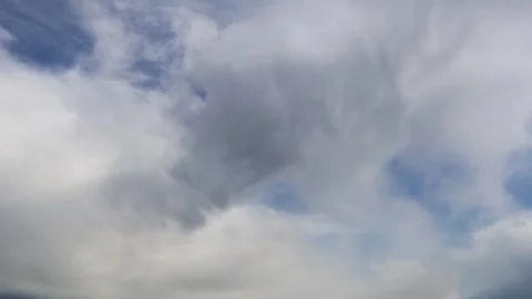 Time lapse of fluffy clouds flying fast across the blue sky Stock Footage 283337126