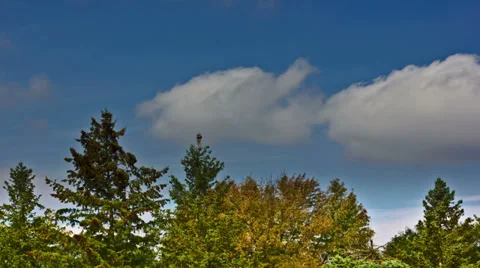 Time lapse fluffy cumulus clouds against dark blue sky Stock Footage 32403251