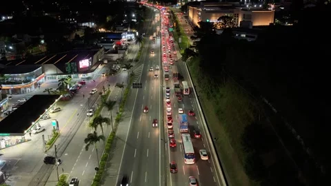 Time lapse Flying forward at night toward Shopping Granja Vianna, Raposo Tavares Vídeo Stock 342646447