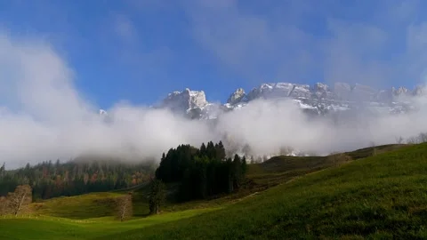 Time Lapse of Fog Clouds Moving Fast Over Nature Landscape Scenery Stock Footage 168092622