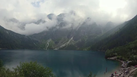 Time lapse. Foggy misty mountains at background. Clouds moving. Zakopane Poland Stock Footage 113786355